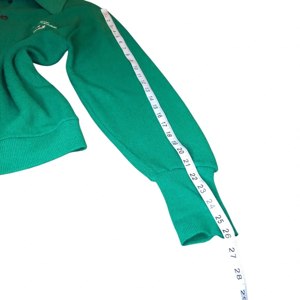 Vintage Izod of London Lacoste Cardigan Men’s Medium Green Alligator Logo Preppy - Picture 8 of 10